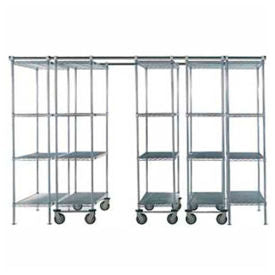 Nexel&#174; Space-Trac 5 Unit Chrome High Density Shelving 48""W x 24""D x 76""H 14' Length