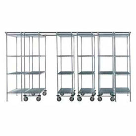 Nexel&#174; Space-Trac 6 Unit Chrome High Density Shelving 72""W x 21""D x 88""H 14' Length