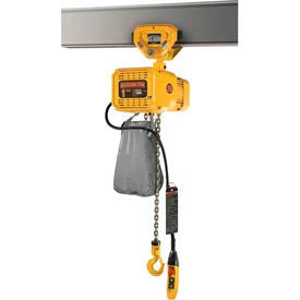 Harrington NERP010LD-15 NER Electric Hoist w/ Push Trolley - 1 Ton 15' Lift 14/2.5 ft/min 208V