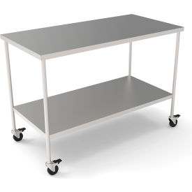 John Boos&#174; Stainless Steel Mobile Instrument Table 48 x 24"" Undershelf 304 Grade