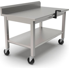 John Boos&#174; SS Mobile Instrument Table 48 x 30"" Undershelf & Backsplash Hydraulic Adj. Height