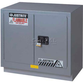 Justrite 19 Gallon 2 Door Self-Close Under Fume Hood Cabinet 30""W x 21-5/8""D x 35-3/4""H Silver
