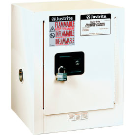 Justrite&#174; Flammable Cabinet Self Close Single Door 4 Gallon Cap. 17""W x 17""D x 22""H White