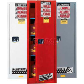 Justrite 36 Gallon 1 Door Manual Slimline Paint & Ink Cabinet 23-1/4""W x 18""D x 65""H Red