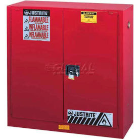 Justrite 30 Gallon 2 Door Manual Flammable Cabinet 43""W x 18""D x 44""H Red