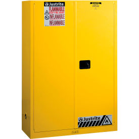 Justrite&#174; Flammable Cabinet Self Close Double Door 45 Gal. Capacity 43""W x 18""D x 65""H