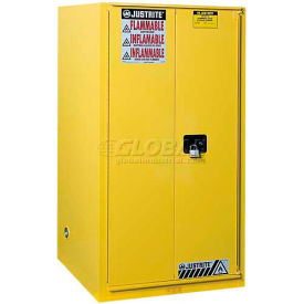 Justrite 60 Gallon 1 Sliding Door Self-Close Flammable Cabinet  34""W x 34""D x 65""H Yellow