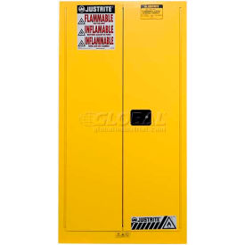 Justrite&#174; Drum Cabinet 55 Gal. Capacity Vertical Self Close Hazmat Flammable W/ Drum Support