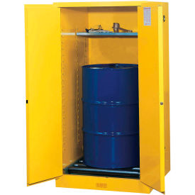 Justrite Drum Safety Cabinet w/ Rollers Self Close Double Door 55 Gal. Cap. 34""W x 34""D x 65""H