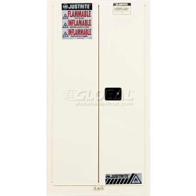 Justrite&#174; Drum Cabinet 55 Gal. Capacity Vertical Self Close Flammable W/ Drum Rollers