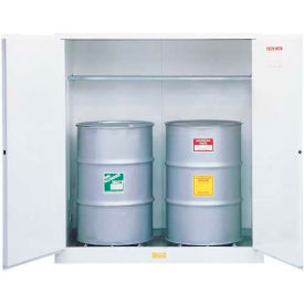 Justrite&#174; Drum Cabinet 110 Gal. Capacity Vertical Manual Close Flammable W/ Drum Rollers