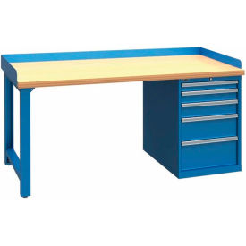 60x30x35.25 Cabinet & Leg workstation w/5 drawers back & end stops/butcher block top