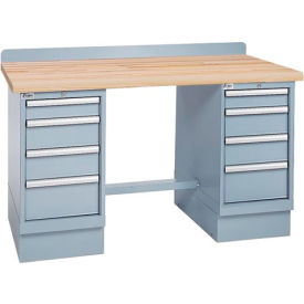 Lista&#174; Technical Workbench 4 Drawer Cabinets Butcher Block Top 60""W x 30""D Gray