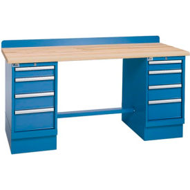Lista® Technical Workbench 4 Drawer Cabinets Butcher Block Top 72""W x 30""D Blue