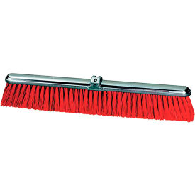 Milwaukee Dustless 18""W Push Broom Head with Red Polypropylene Bristles and Steel Frame