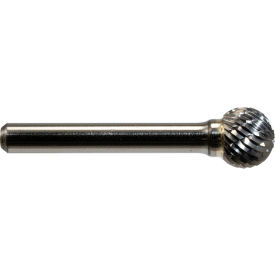 Global Industrial Ball Shaped Bur Single Cut 1-1/2""L x 1"" Shank Dia. 1/16"" Cut Dia.