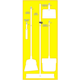 National Marker Janitorial Shadow Board Yellow on White Industrial Grade Aluminum - SB108AL