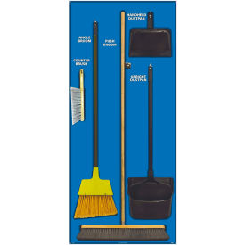 National Marker Janitorial Shadow Board Combo Kit Blue on BlackIndustrial Grade Aluminum- SBK101AL