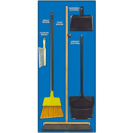 National Marker Janitorial Shadow Board Combo Kit Blue on WhiteIndustrial Grade Aluminum- SBK102AL
