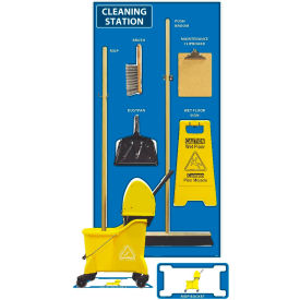 National Marker Cleaning Station Shadow Board Combo Kit Blue/White 72 X 36 Aluminum