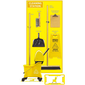 National Marker Cleaning Station Shadow Board Combo Kit Yellow/White 72 X 36 Acp Composite
