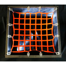 US Netting 5' x 5' Hatch Net High Vis Orange Webbing Free Placement Stainless Brackets Snap Hooks