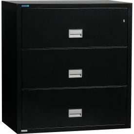 Phoenix Safe 3 Drawer Lateral File Cabinet Letter & Legal Size 44""W x 23-5/8""D x 41-3/4""H Black