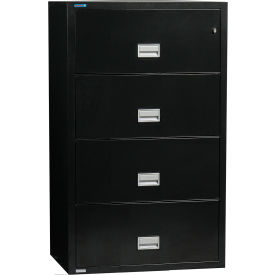 Phoenix Safe 4 Drawer Lateral File Cabinet Letter & Legal Size 31""W x 23-5/8""D x 54-11/16""H Black
