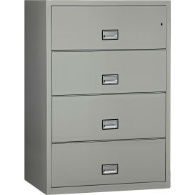 Phoenix Safe 4 Drawer Lateral File Cabinet Letter & Legal Size 38""W x 23-5/8""D x 54-11/16""H Gray