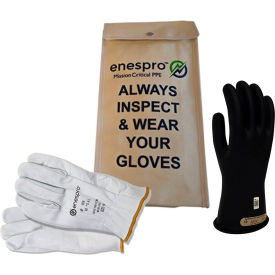 Enespro&#174; ArcGuard&#174; Class 00 ArcGuard Rubber Voltage Glove Kit Black Size 10 KITGC00B10