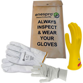 Enespro® ArcGuard® Class 0 Rubber Voltage Glove Premium Kit Yellow Size 10