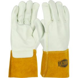 Ironcat&#174; Heavyweight Top Grain Cowhide MIG Welding Gloves Ivory Medium All Leather