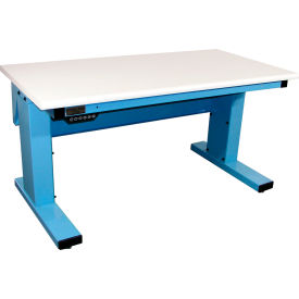 Pro-Line Millennium II 72 x 30 Electric Adj Height Workbench ESD Laminate Bullnose Edge Light Blue