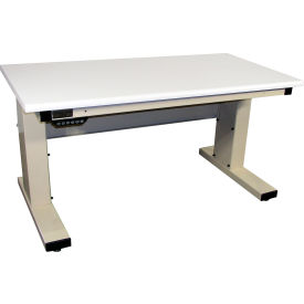 Pro-Line Millennium II Electric Adj. Height Workbench 72 x 30"" Plastic Bull Nose Edge Light Beige