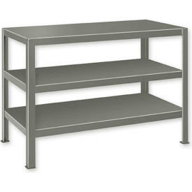 Pucel&#153; Stationary Machine Table W/ 3 Shelves 72""W x 24""D Gray