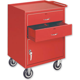 Global Industrial&#153; Mobile Drawer Bench W/ Cabinet & 2 Drawers Steel Casters 24""W x 20""D Blue