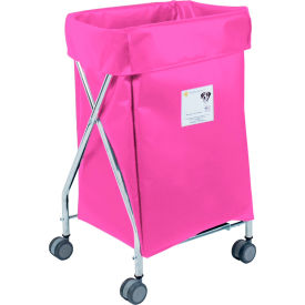 R&B Wire Products Wide Collapsible Hamper Steel Pink Vinyl Bag