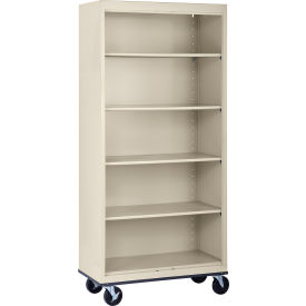 Sandusky&#174; Elite Mobile Bookcase Assembled 36""W x 18""D x 78""H Putty