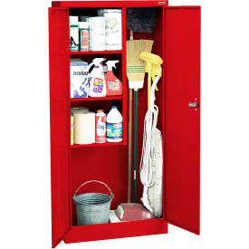Sandusky&#174; Value Line Light Duty Janitorial Cabinet 30""W x 18""D x 66""H All-Welded Red