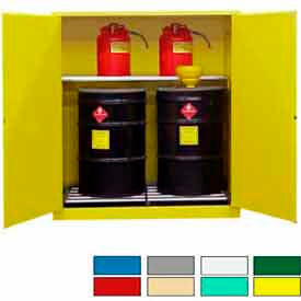 Securall&#174; Flammable Drum Cabinet w/ Rollers & Doors 120 Gal. Cap. 56""W x 31""D x 65""H Yellow