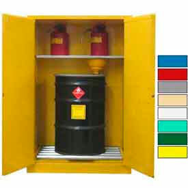 Securall&#174; Flammable Drum Cabinet w/ Rollers & Doors 75 Gal. Cap. 43""W x 31""D x 67""H Yellow