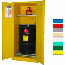 Securall&#174; Hazardous Waste Drum Cabinet w/ Rollers 60 Gal. Cap. 31""W x 31""D x 65""H Yellow