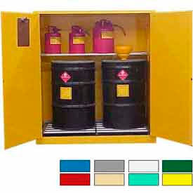 Securall&#174; Hazardous Waste Drum Cabinet w/ Rollers 120 Gal. Cap. 56""W x 31""D x 65""H Yellow