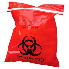Red Stick-On Biohazard Waste Bags 2 mil 12""W x 14""L 100/Box