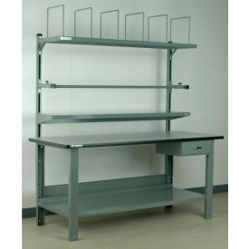Stackbin No. 8 Adjustable Height Packing Workbench Laminate T-Mold Edge 60""W x 30""D Black