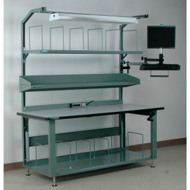 Stackbin No. 3 Hydraulic Adjustable Height Packing Workbench Laminate T-Mold Edge 60""W x 36""DBlue