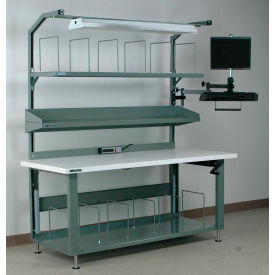 Stackbin No. 3 Hydraulic Adjustable Height Packing Workbench Laminate Square Edge 96""W x 30""DGray
