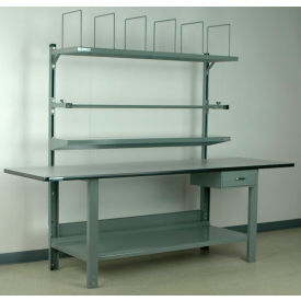 Stackbin No. 8 Adjustable Height Packing Workbench Laminate T-Mold Edge 96""W x 30""D Blue