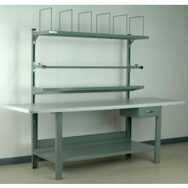 Stackbin No. 8 Adjustable Height Packing Workbench Laminate Square Edge 96""W x 36""D Gray