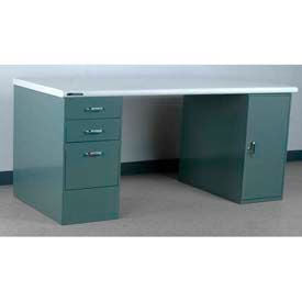 Stackbin Workbench Pedestal Workbench PLAS. Laminate Safety Edge 48""W X 36""D GY
